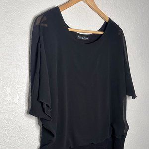 Kim & Cami Large Black Sheer Blouse with Solid Lining